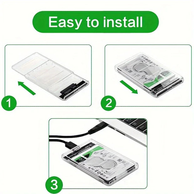 Transparent HDD Case HDD Enclosure 2.5 Inch SSD SATA To USB 3.0 Type-C 3.1 Adapter Portable External Hard Drive Box Tool-Free