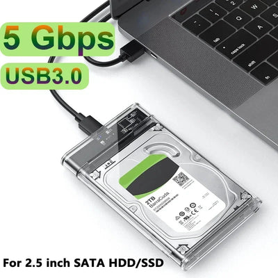 Transparent HDD Case HDD Enclosure 2.5 Inch SSD SATA To USB 3.0 Type-C 3.1 Adapter Portable External Hard Drive Box Tool-Free