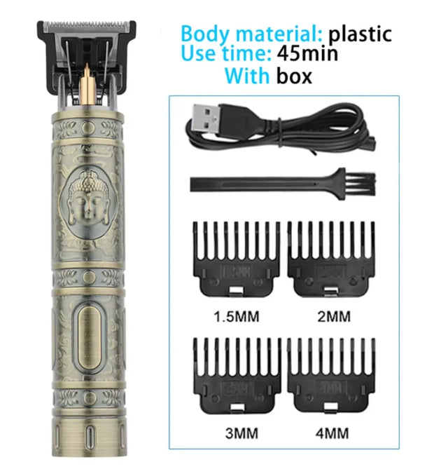 T9 Vintage Cordless Hair Cutting Machine - Professional Barber Trimmer for Men Beard Shaving for Shavers with Lightweight Design