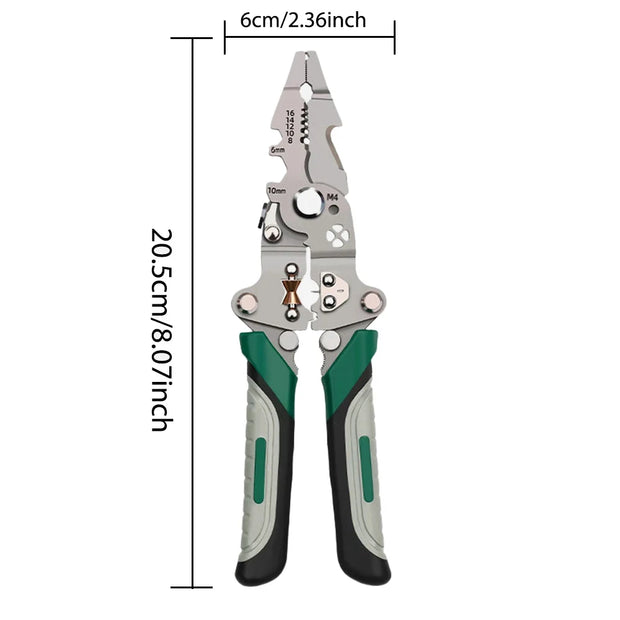 Foldable wire stripper, pulley design multi-function electrician wire splitter wire winding pliers crimping pliers hand tool