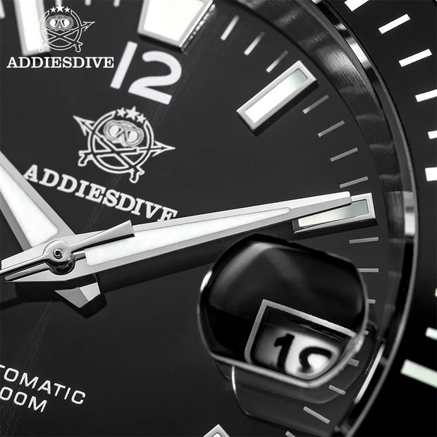 ADDIESDIVE New Diving Gift Watch Men 8215 Automatic Sapphire AR Coated Glass Ceramic Bezel Waterproof 200m Luminous Stainless St