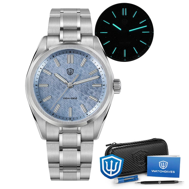 Watchdives WD0003B ‌Quartz Watches ‌VH31 Movement Aventurine Dial Watch 100m Waterproof Sapphire Crystal 36mm Vintage Watch